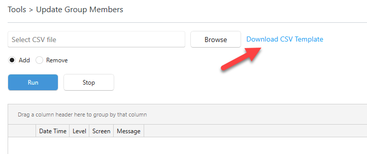 select download csv template
