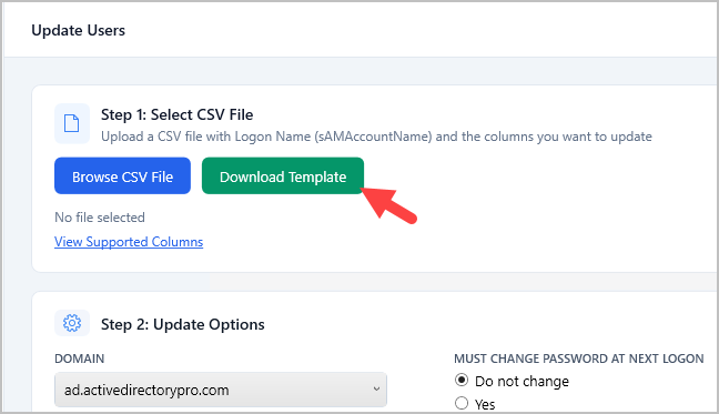 download update template