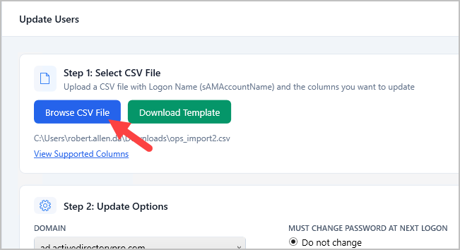 select csv file