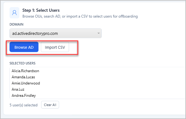select user accounts