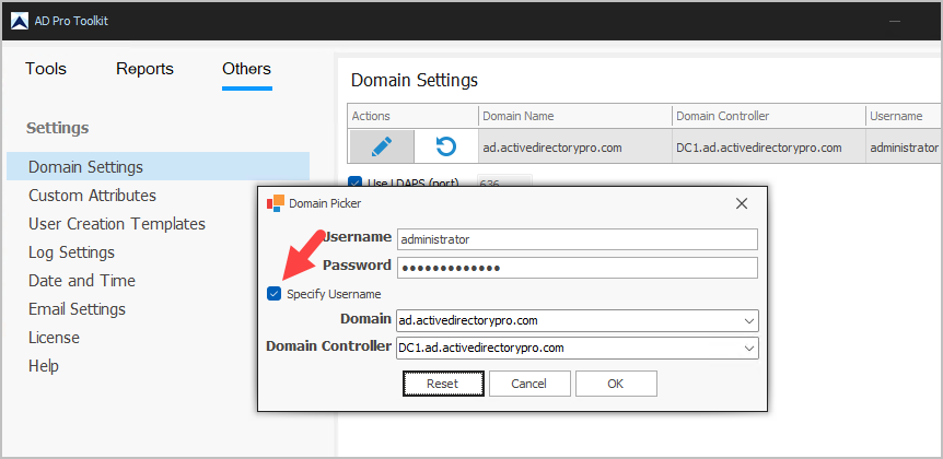 edit domain settings