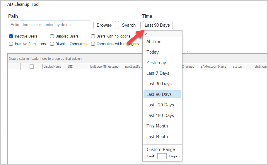 select inactive time