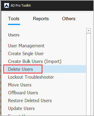 click delete user