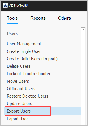 click on export users