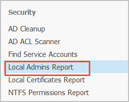 select local admins report