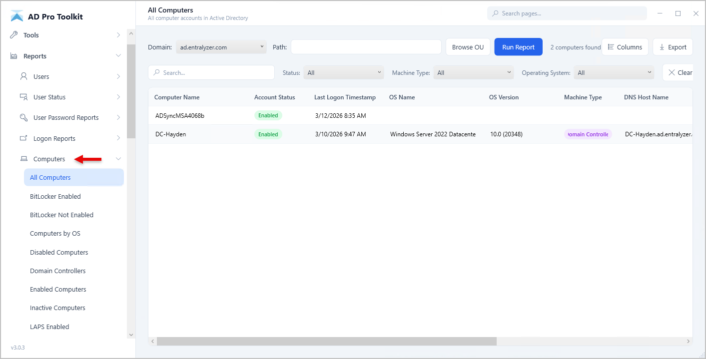 select computer reports