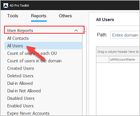 select report category