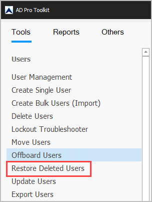 click on restore user