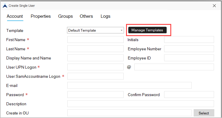 click manage templates