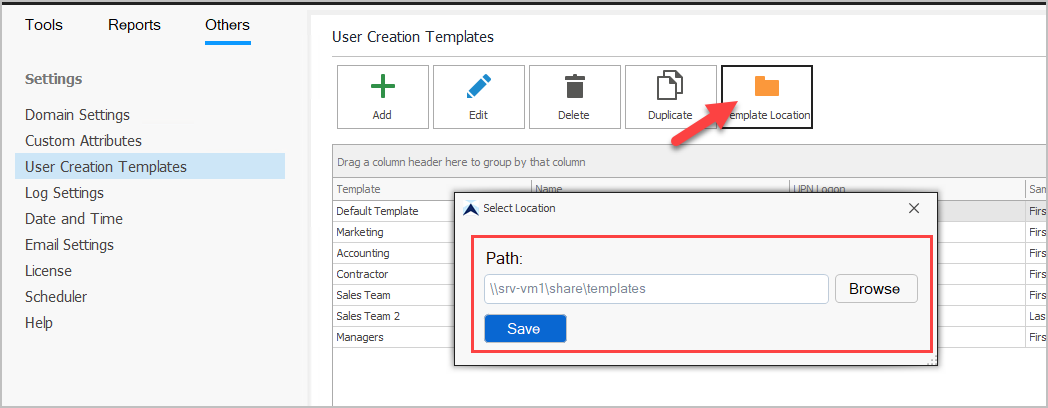 share user templates